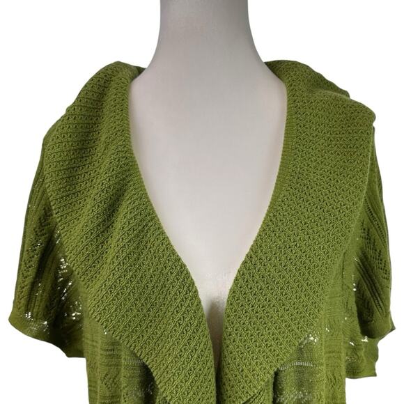 Lane Bryant Olive Green Ruffled Trim Open Front Cardigan Sweater 18/20W - Picture 2 of 7